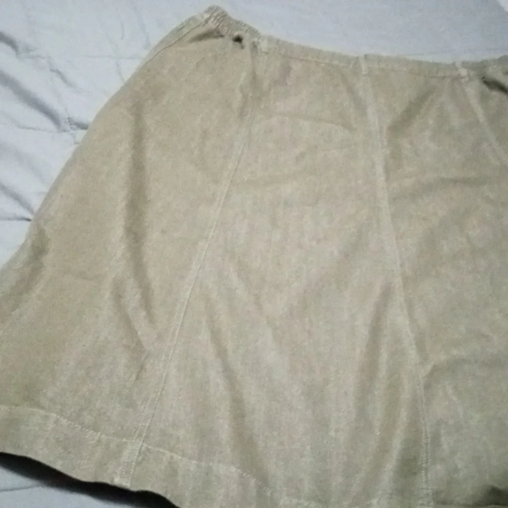 Roaman's Army Green Long Modest Denim Skirt Side Elastic on Waist No Slits 28 W - Picture 7 of 12